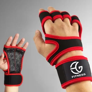 New Red Weightlifting Gym Gloves With Fitness Wrist Wraps For Exercise