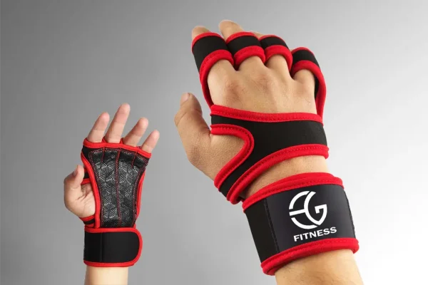 New Red Weightlifting Gym Gloves With Fitness Wrist Wraps For Exercise
