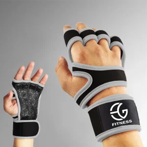 Grey Color Weightlifting Gym Gloves With Fitness Wrist Wraps For Exercise