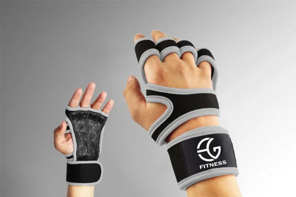 Grey Color Weightlifting Gym Gloves With Fitness Wrist Wraps For Exercise