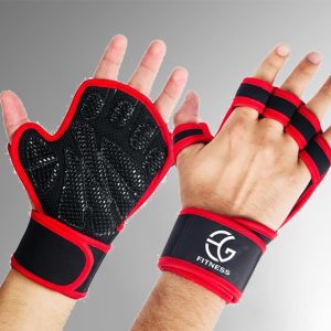 Red Color Open hand Gym Gloves For Workout and Weightlifting