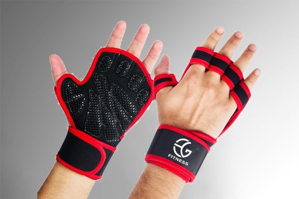 Red Color Open hand Gym Gloves For Workout and Weightlifting